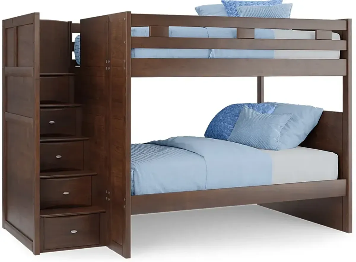 Ivy League 2.0 Walnut Full/Full Step Bunk Bed