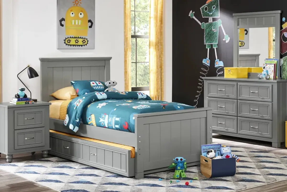 Kids Cottage Colors Gray Twin Panel Bedroom