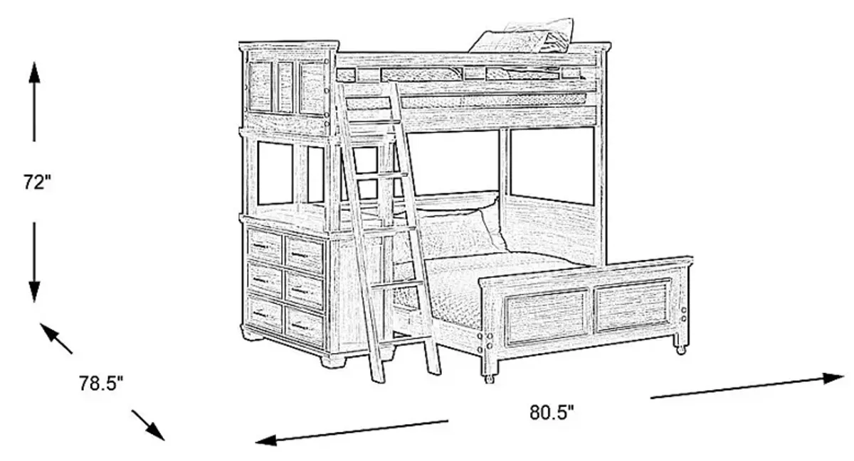 Kids Canyon Lake Java Twin/Full Loft with Dresser