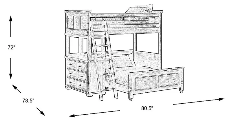 Kids Canyon Lake Ash Gray Twin/Full Loft with Dresser