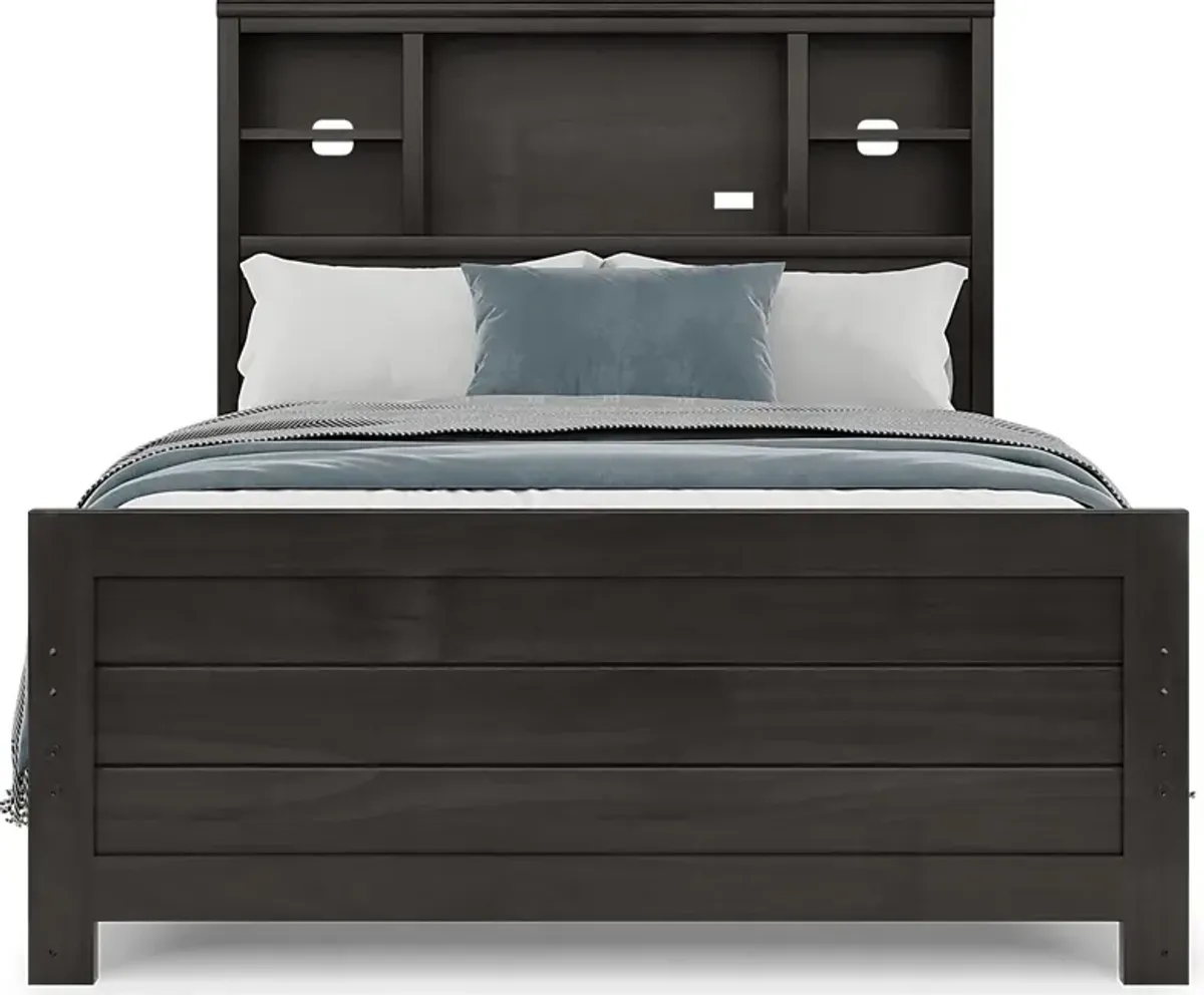 Kids Creekside 2.0 Charcoal 3 Pc Full Bookcase Bed