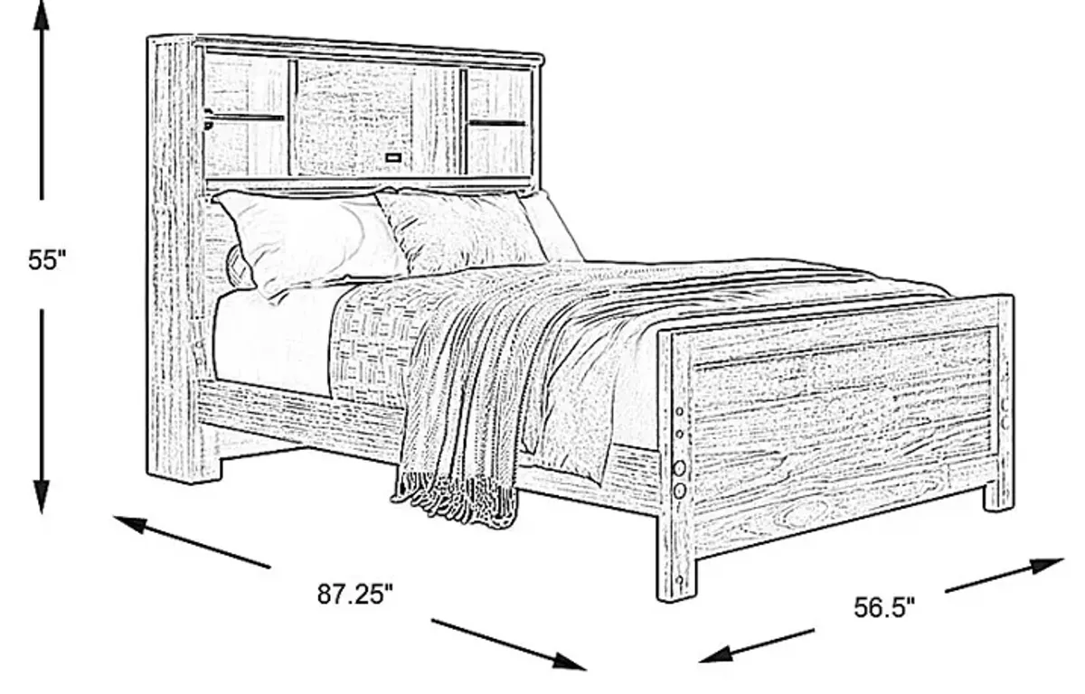 Kids Creekside 2.0 Charcoal 3 Pc Full Bookcase Bed