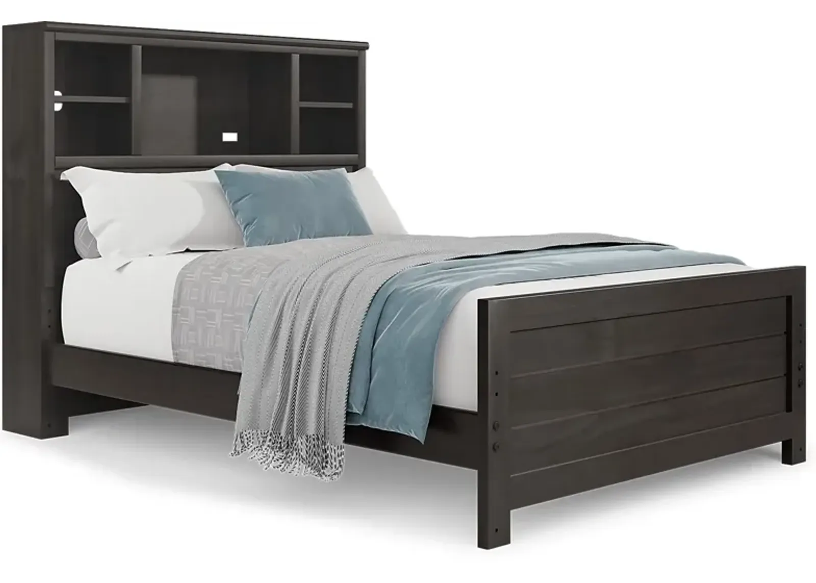 Kids Creekside 2.0 Charcoal 3 Pc Full Bookcase Bed