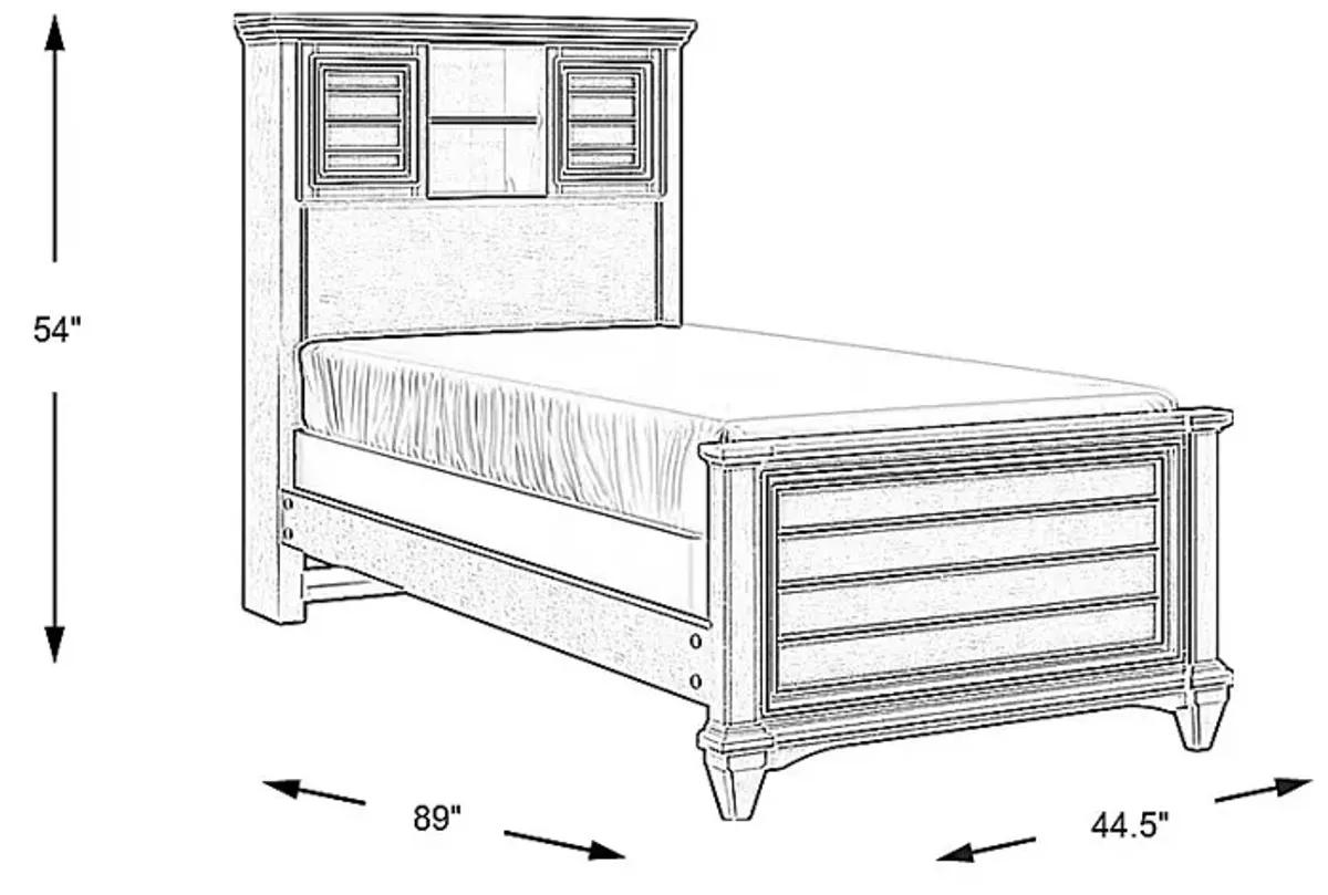 Kids Hilton Head White 3 Pc Twin Bookcase Bed