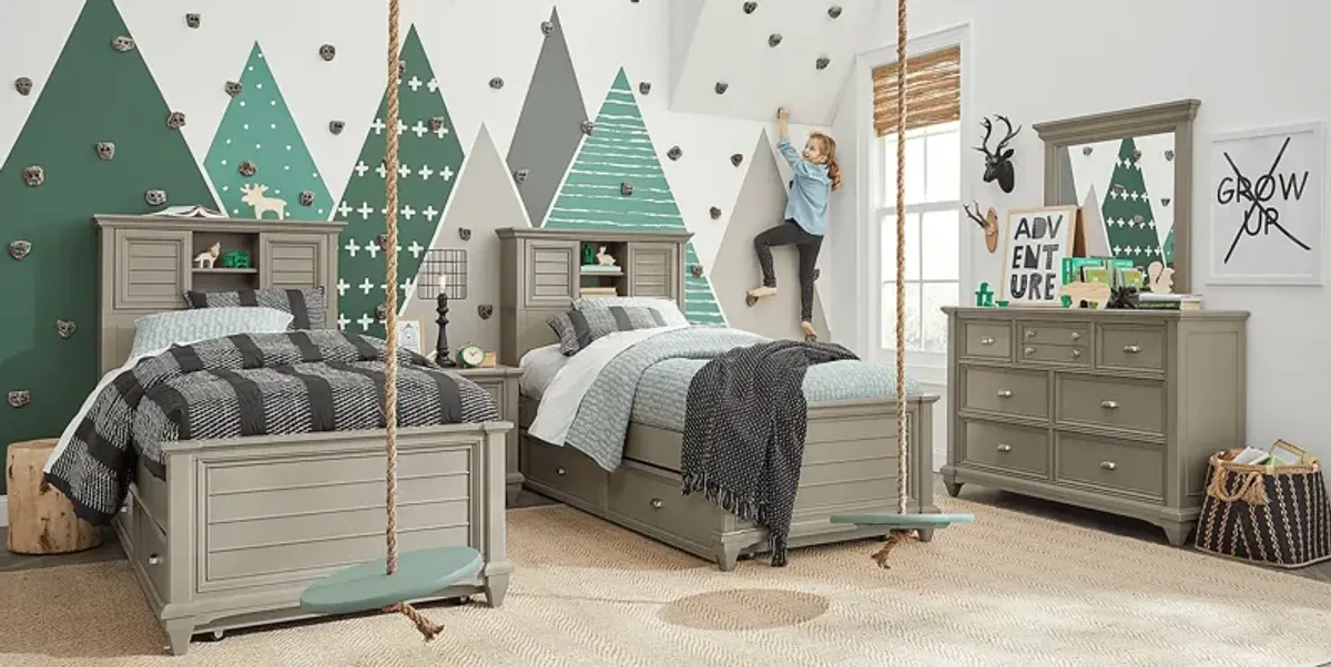 Kids Hilton Head Gray Twin Bookcase Bed