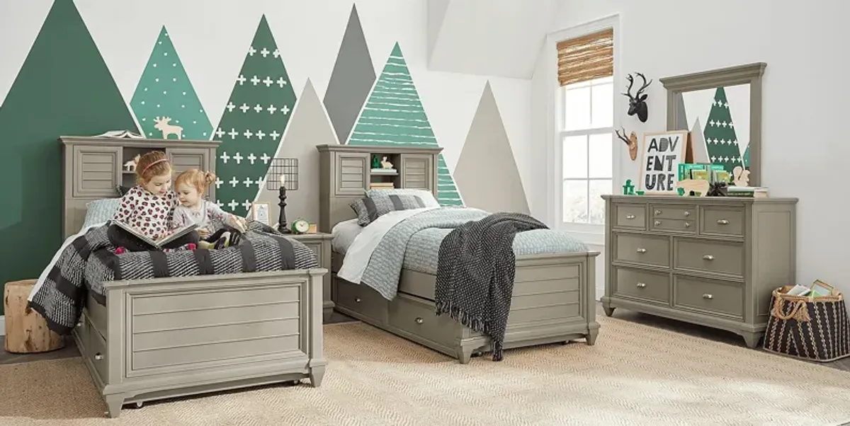 Kids Hilton Head Gray Twin Bookcase Bed