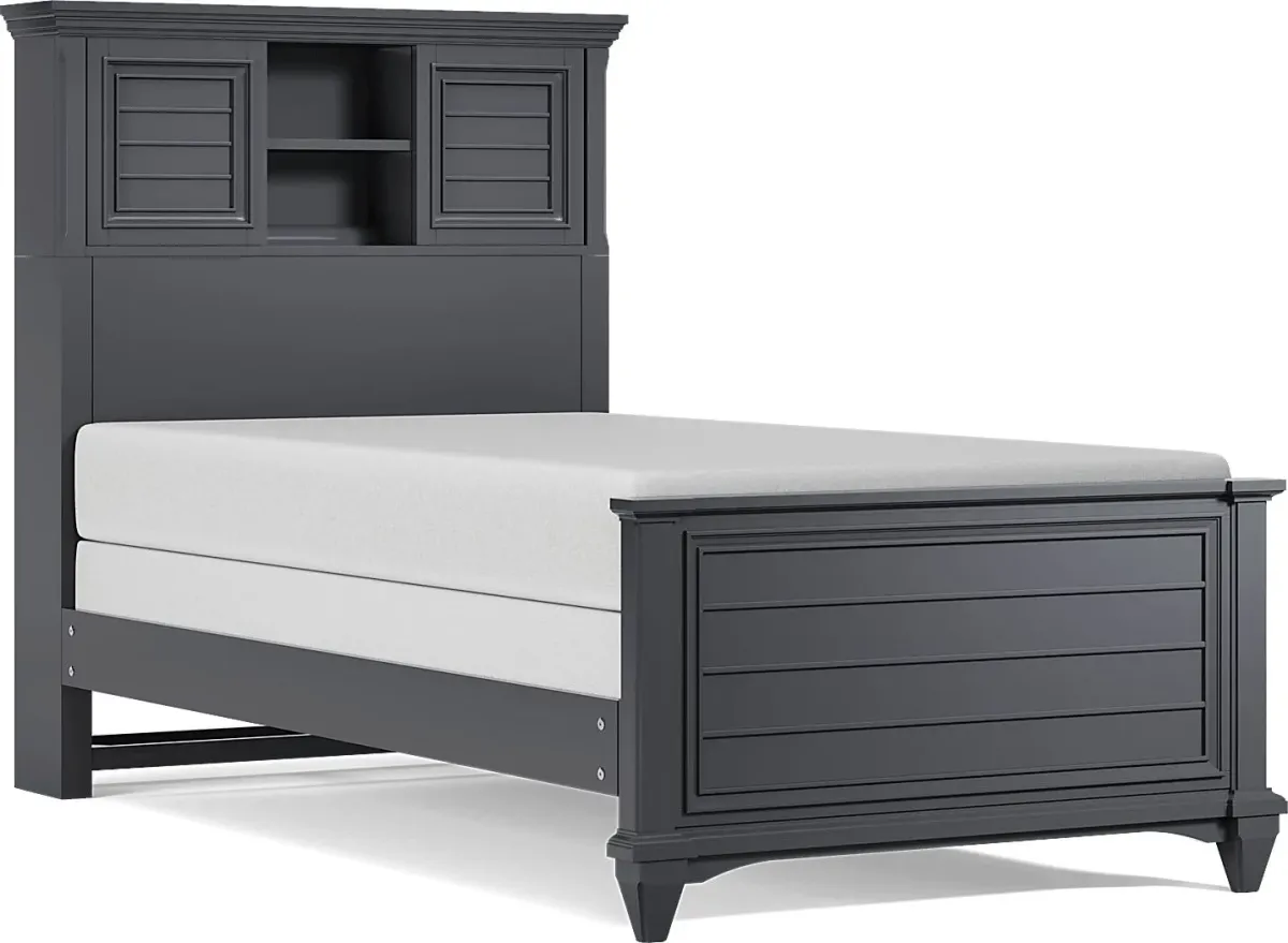 Kids Hilton Head Graphite Twin Bookcase Bed