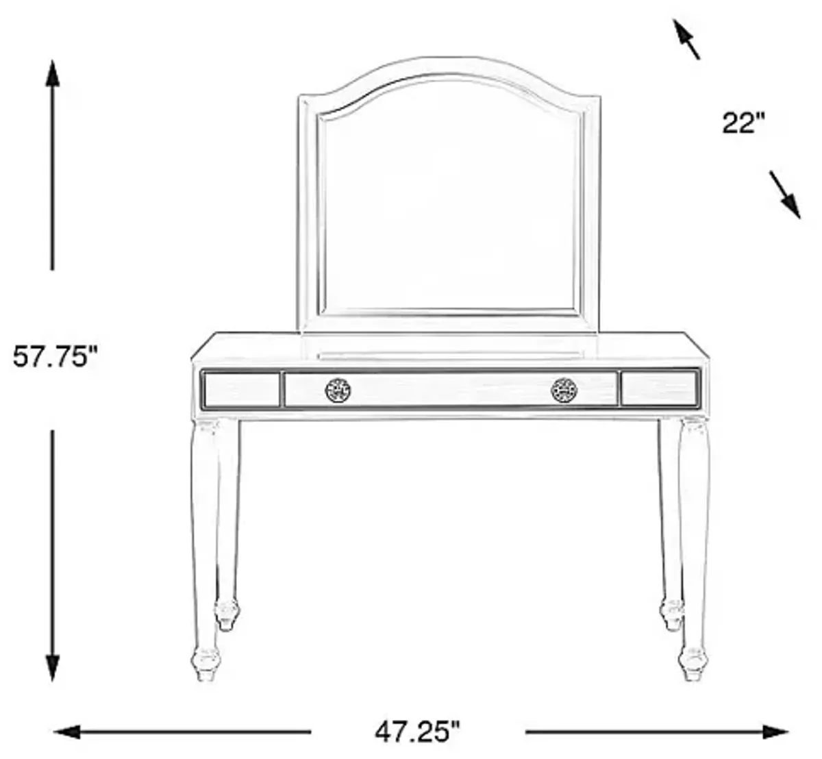 Evangeline Charcoal Vanity Desk with Mirror