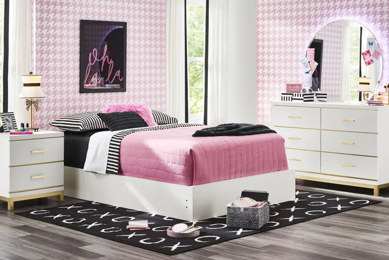 Kids Skye White Full Platform Bedroom