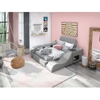 Kids reGen&trade; Recharged Gray 6 Pc Full Bed with Nightstand, Bookcase and Lounger