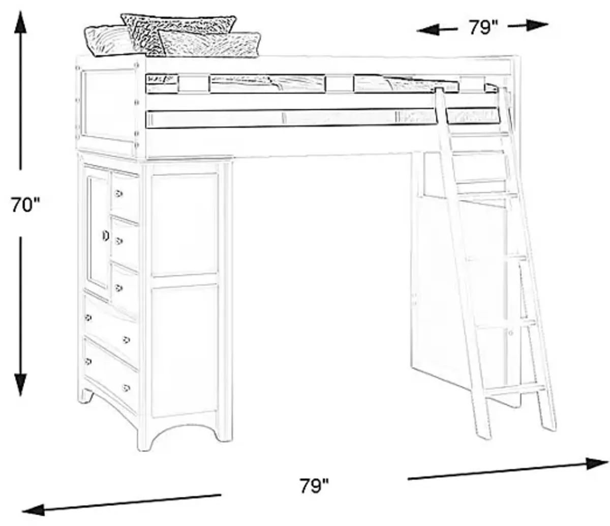 Ivy League 2.0 White Twin Loft Bed with Chest