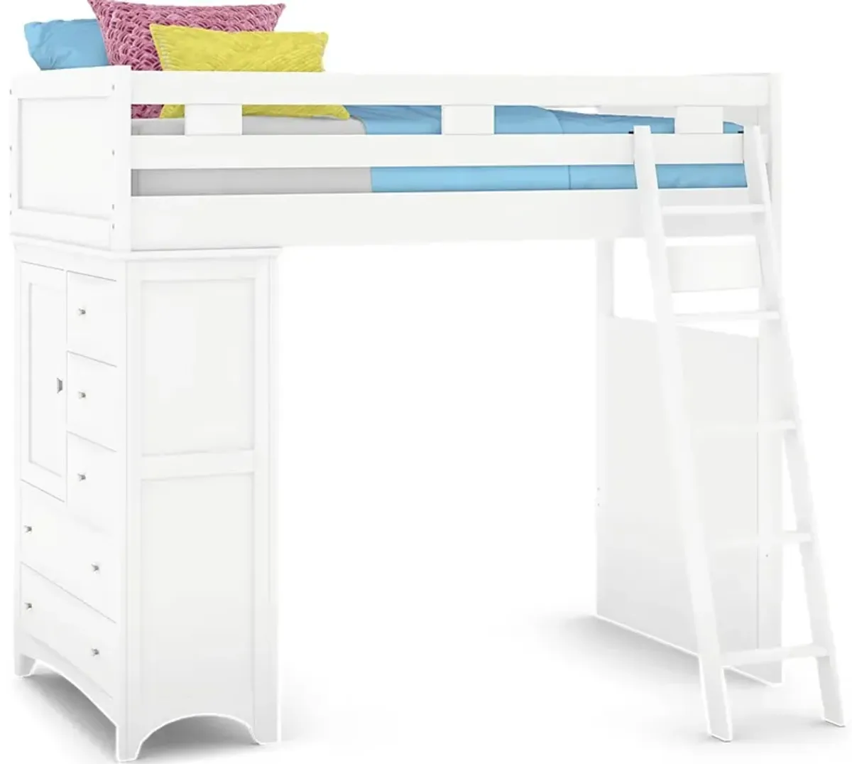 Ivy League 2.0 White Twin Loft Bed with Chest