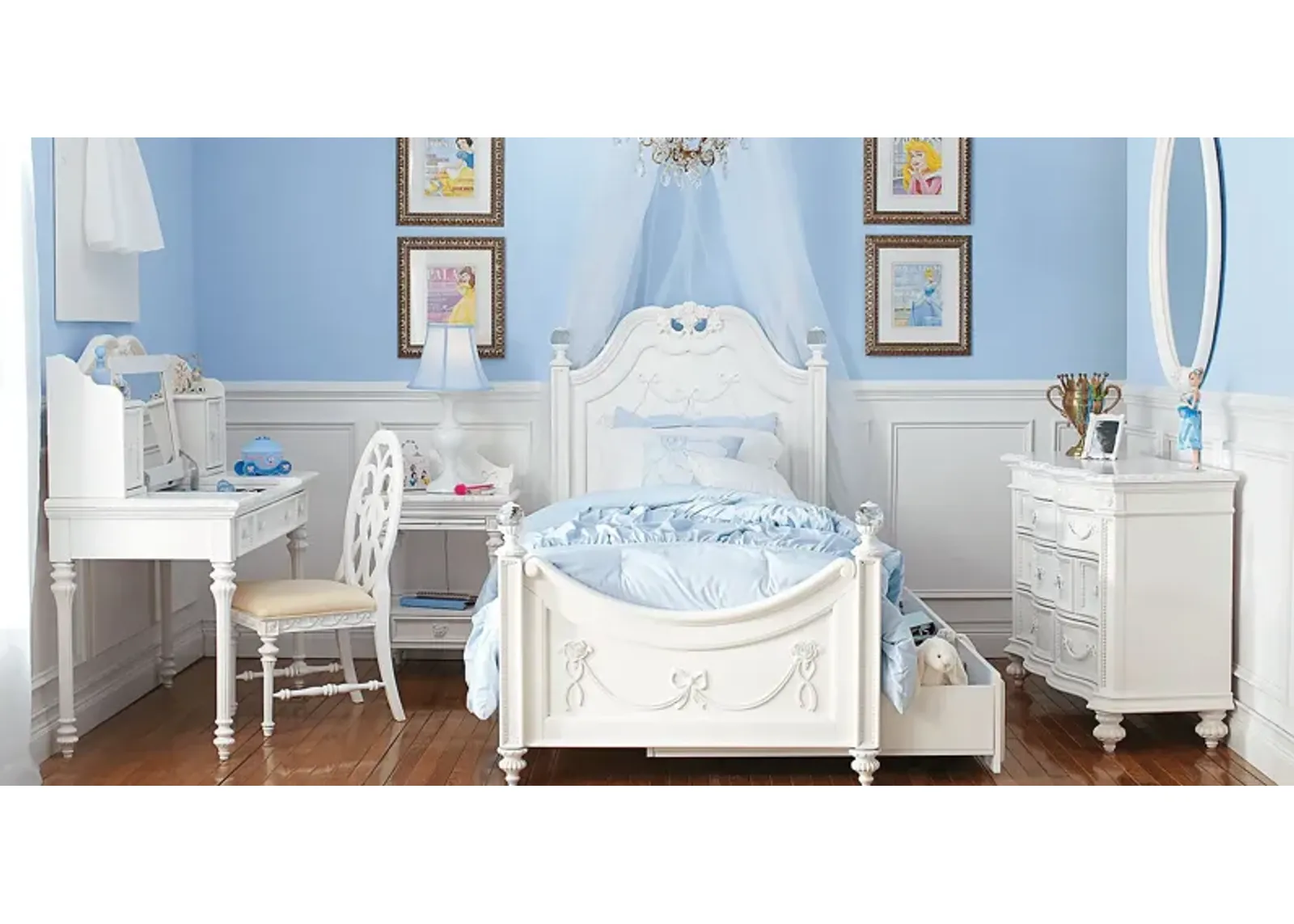 Disney Princess Fairytale White 5 Pc Twin Poster Bedroom