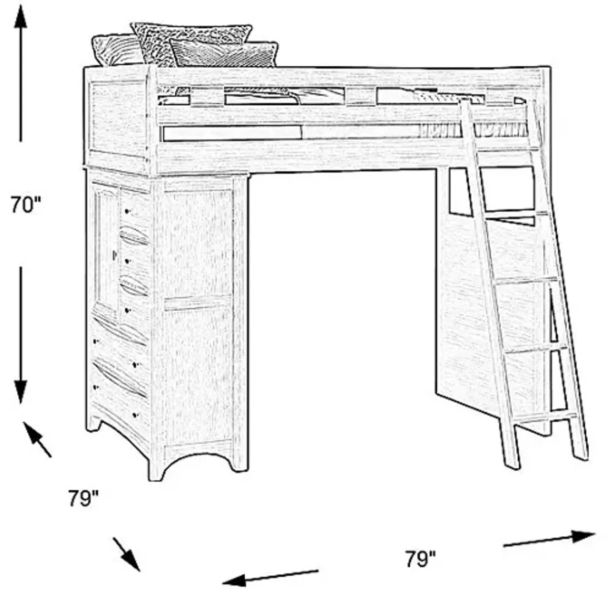 Ivy League 2.0 Walnut Twin Loft Bed with Chest