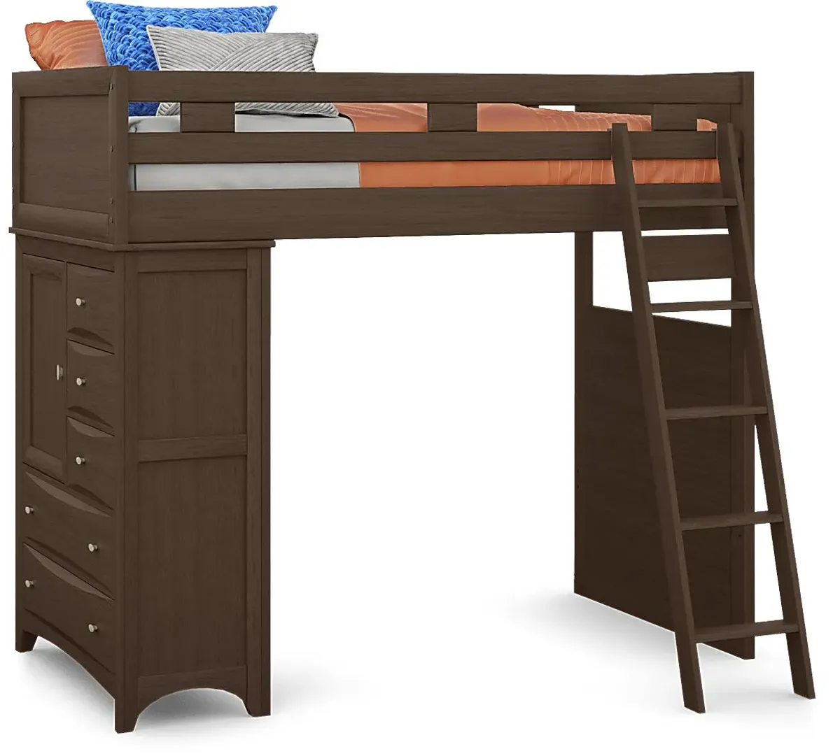 Ivy League 2.0 Walnut Twin Loft Bed with Chest