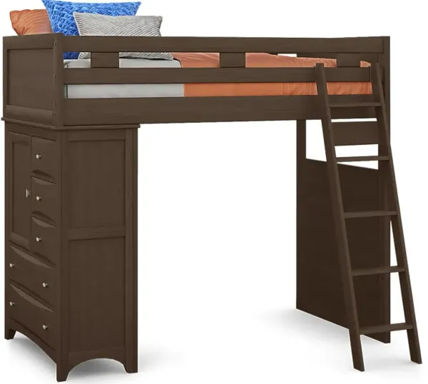 Ivy League 2.0 Walnut Twin Loft Bed with Chest