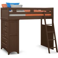 Ivy League 2.0 Walnut Twin Loft Bed with Chest