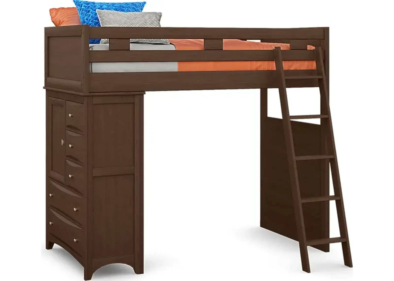 Ivy League 2.0 Walnut Twin Loft Bed with Chest