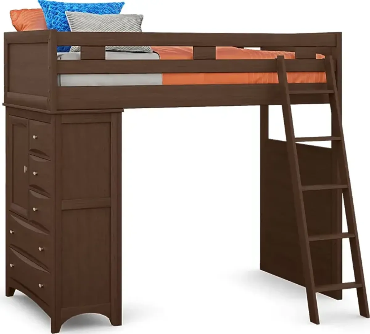 Ivy League 2.0 Walnut Twin Loft Bed with Chest