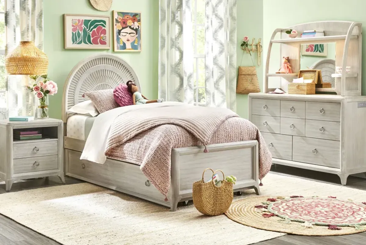 Kids Vivien Wirebrush Gray Twin Panel Bedroom