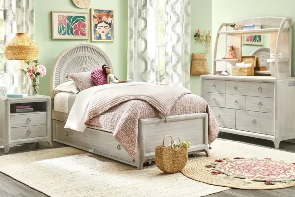 Kids Vivien Wirebrush Gray Twin Panel Bedroom