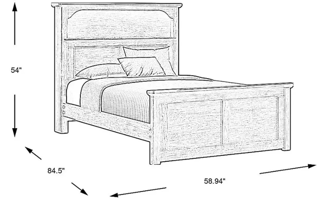 Kids South Bend Brown Cherry 3 Pc Full Bookcase Bed