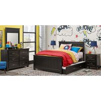Kids Cottage Colors Black 5 Pc Full Panel Bedroom