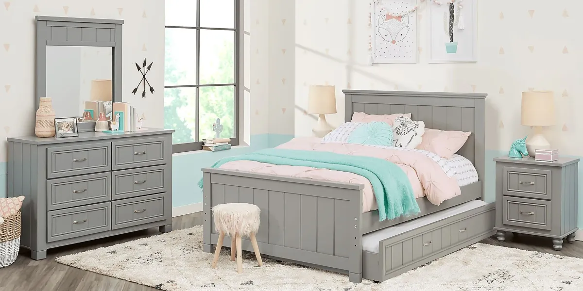 Kids Cottage Colors Gray 5 Pc Full Panel Bedroom