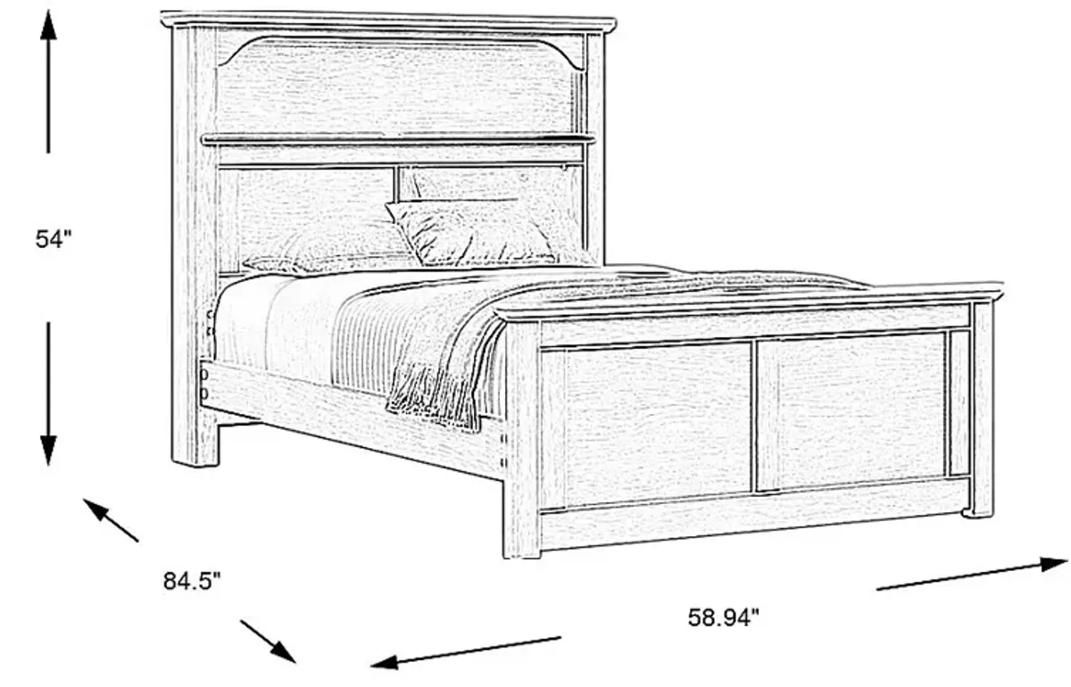 Kids South Bend Washed White 3 Pc Full Bookcase Bed