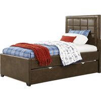 Kids Lugo Brown 4 Pc Twin Upholstered Bed with Storage Trundle