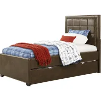 Kids Lugo Brown 4 Pc Twin Upholstered Bed with Storage Trundle