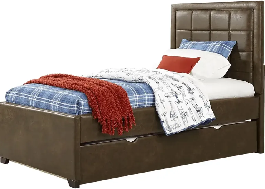 Kids Lugo Brown 4 Pc Twin Upholstered Bed with Storage Trundle