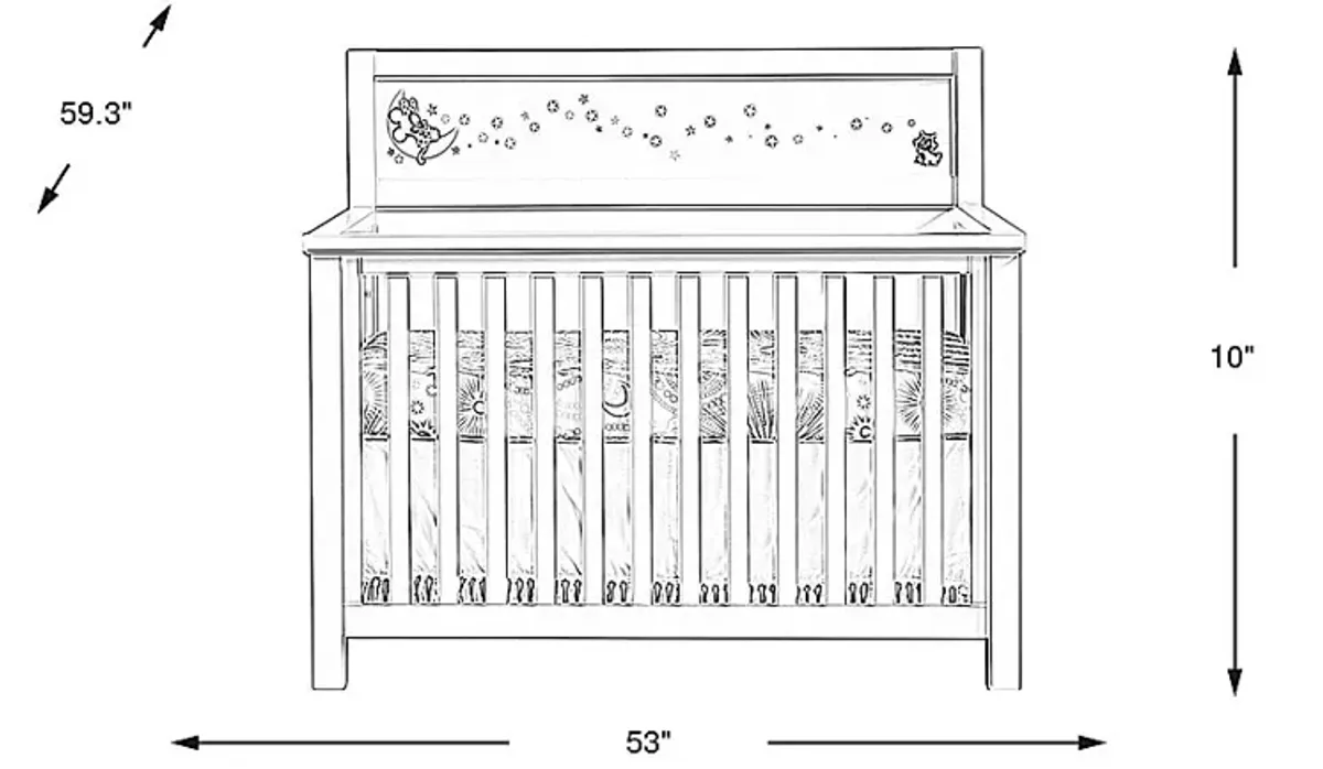 Starry Dreams with Minnie Mouse Gray Convertible Crib