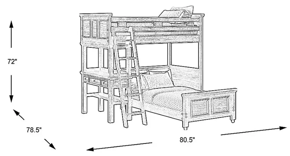 Kids Canyon Lake Java Twin/Twin Loft with Desk