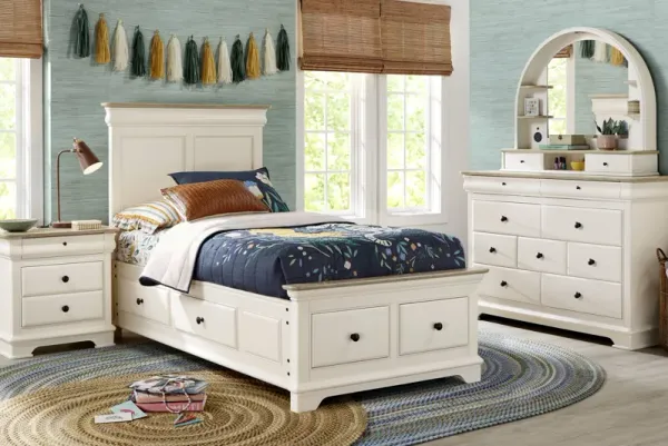 Kids Oberon Cream Twin Storage Bedroom