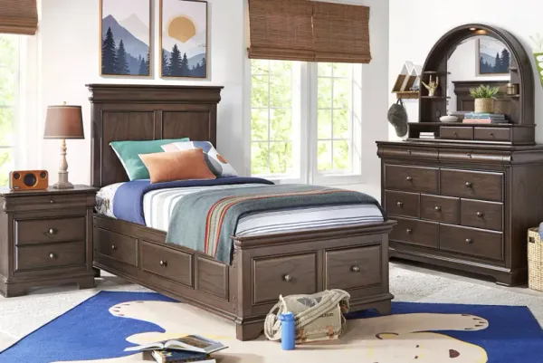 Kids Oberon Chocolate Twin Storage Bedroom