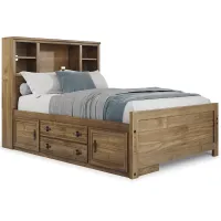 Kids Creekside 2.0 Chestnut 3 Pc Full Bookcase Bed with Storage Side Rail