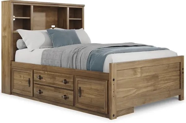 Kids Creekside 2.0 Chestnut Full Bookcase Bed with Storage Side Rail
