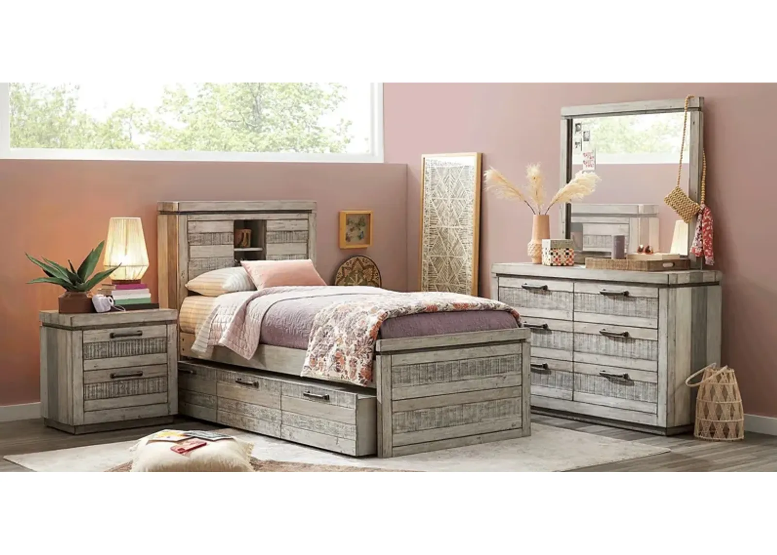 Kids Westover Hills Jr. Gray 5 Pc Twin Bookcase Bedroom