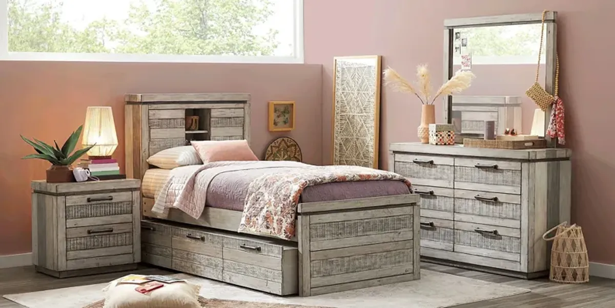 Kids Westover Hills Jr. Gray 5 Pc Twin Bookcase Bedroom