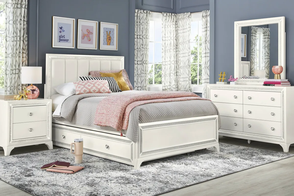 Kids Alyssa White Twin Lighted Bedroom