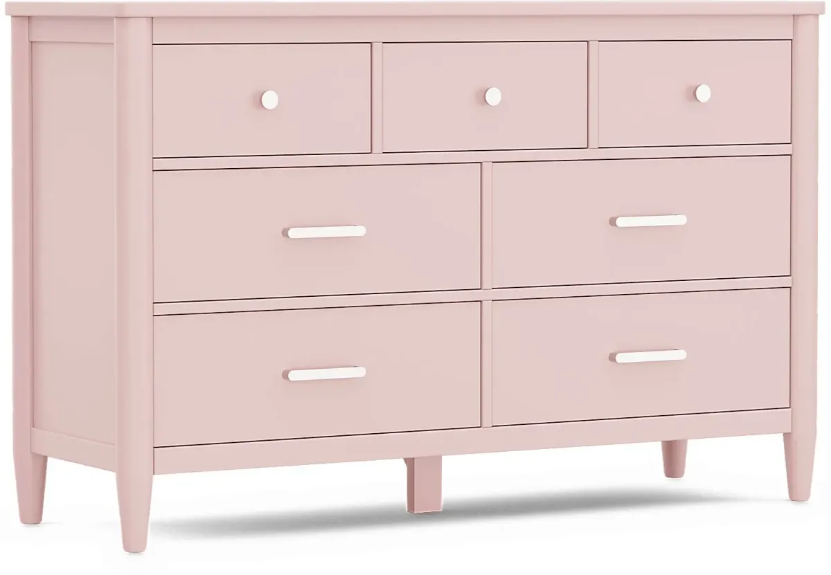 Kids Modern Colors Pink Bedroom with Recharged White Twin Bed
