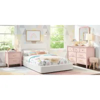 Kids Modern Colors Pink 5 Pc Bedroom with Recharged White Twin Bed