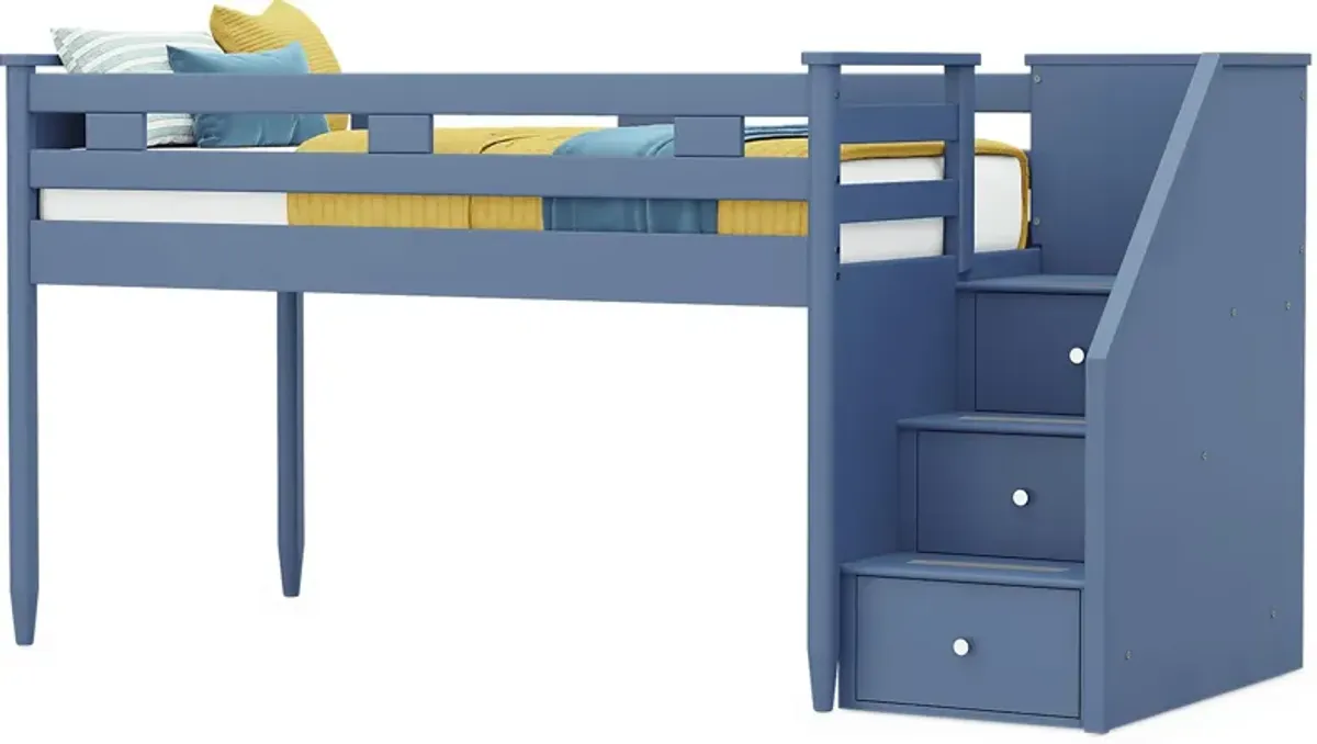 Kids Modern Colors Slate Blue Twin Step Loft