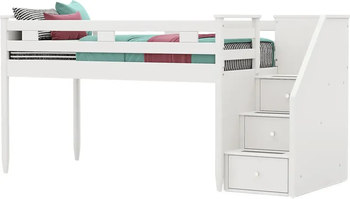 Kids Modern Colors White Twin Step Loft