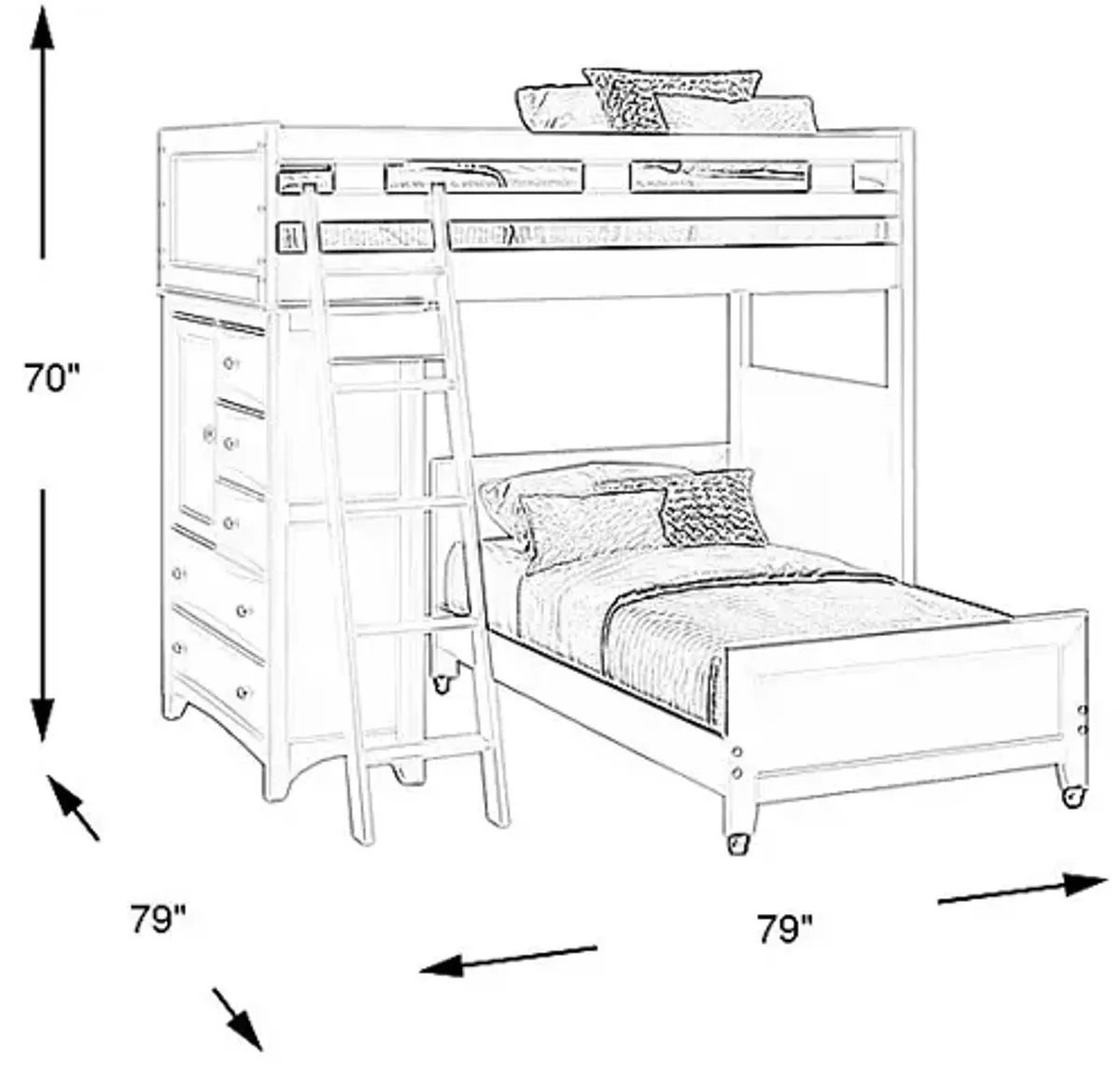 Ivy League 2.0 White Twin/Twin Loft with Chest