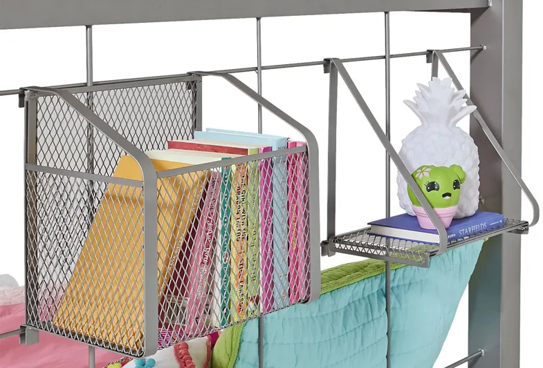 BuildaBunk Gray Full/Futon Loft Bed with Gray Accessories