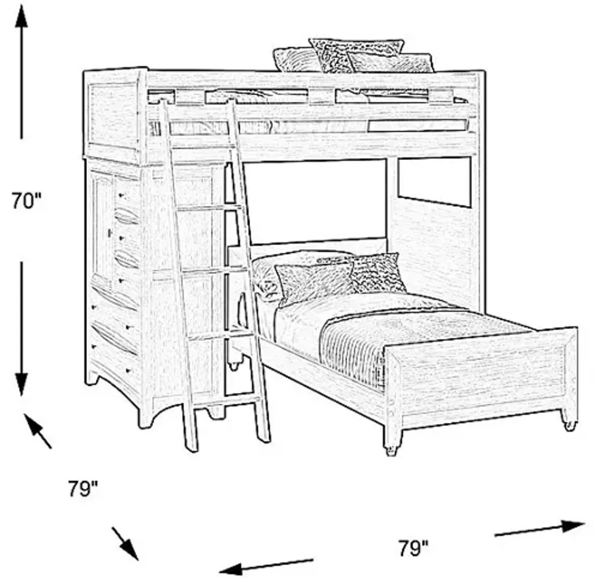 Ivy League 2.0 Walnut Twin/Twin Loft with Chest