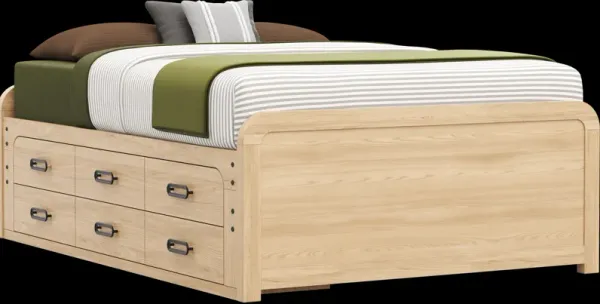 Kids Hidden Hills Light Oak Full Low Profile Bed with Storage Side Rail