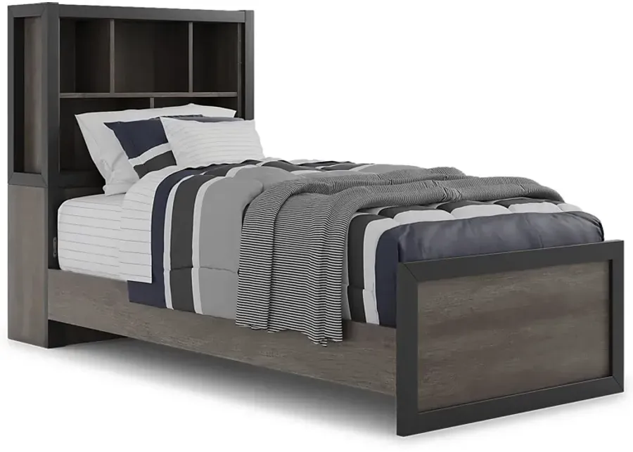 Kids Colefax Avenue Dark Gray 3 Pc Twin Bookcase Bed by Rooms To Go Furniture